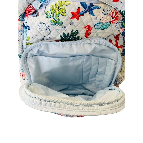 Vera Bradley Sea Life Quilted Backpack Coral Turtle Seahorse Ocean Print Bag - Picture 8 of 16